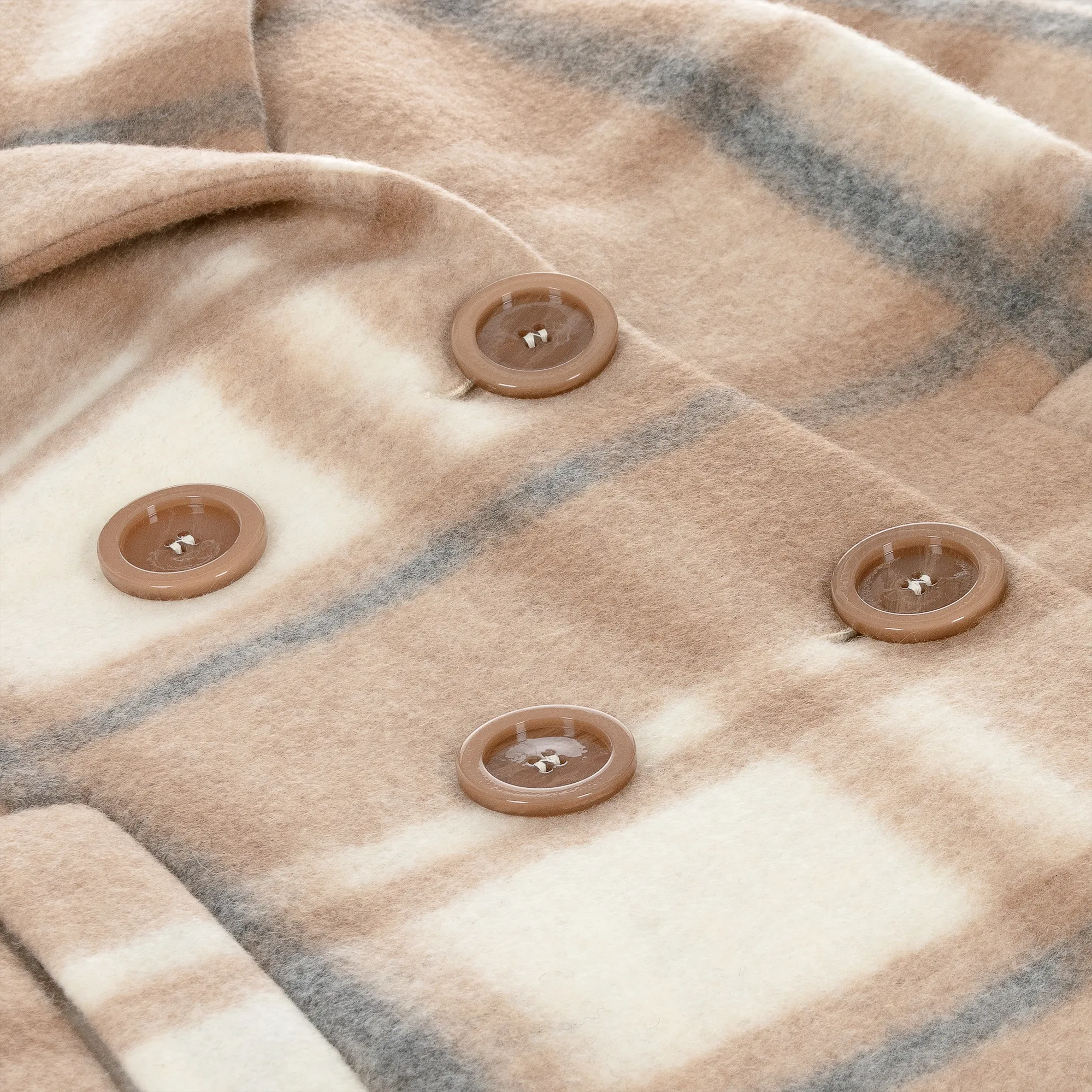 Girls Beige Checked Coat