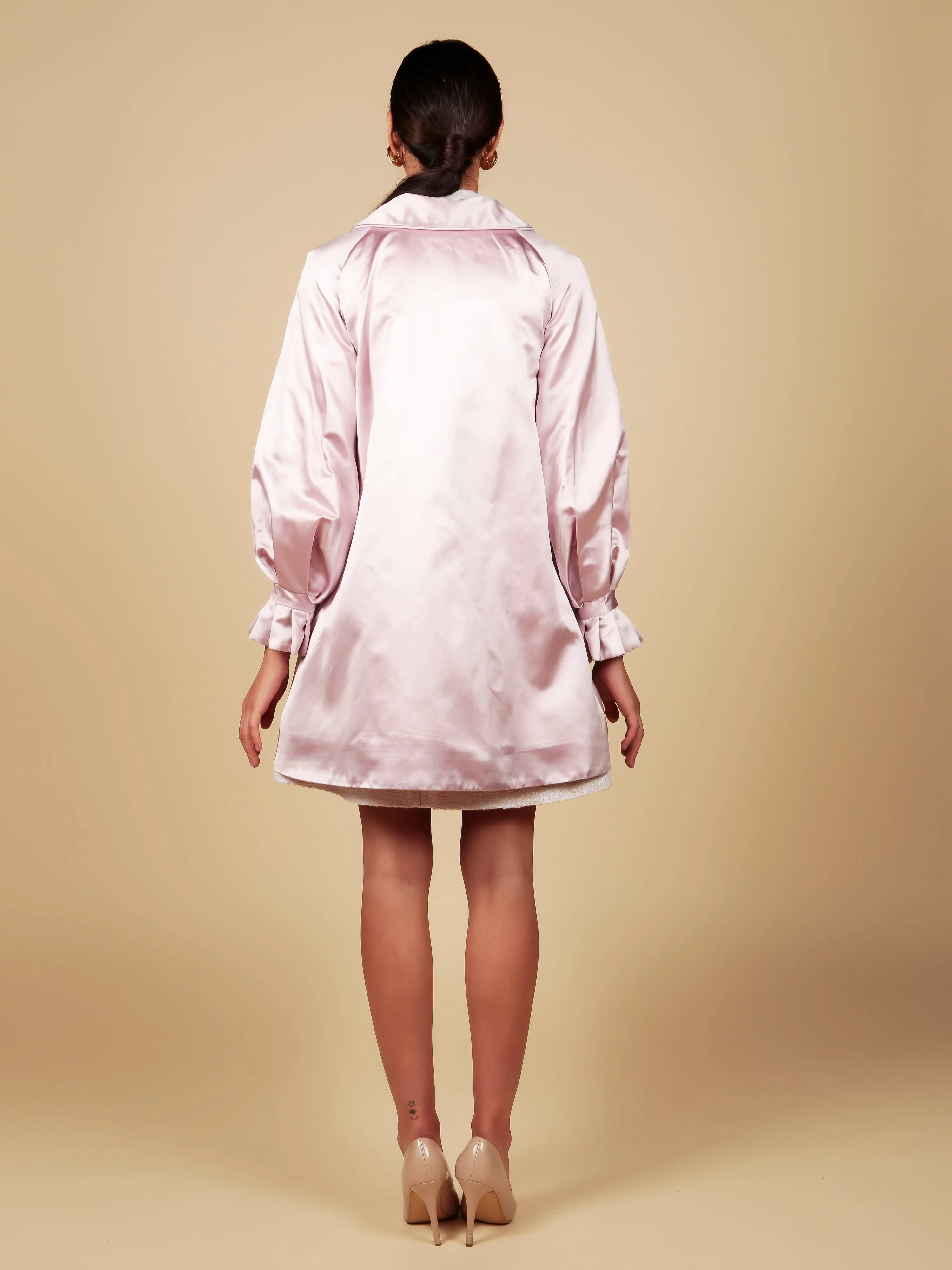 'Golightly' Silk Duchess Evening Coat in Rosa - Limited Edition