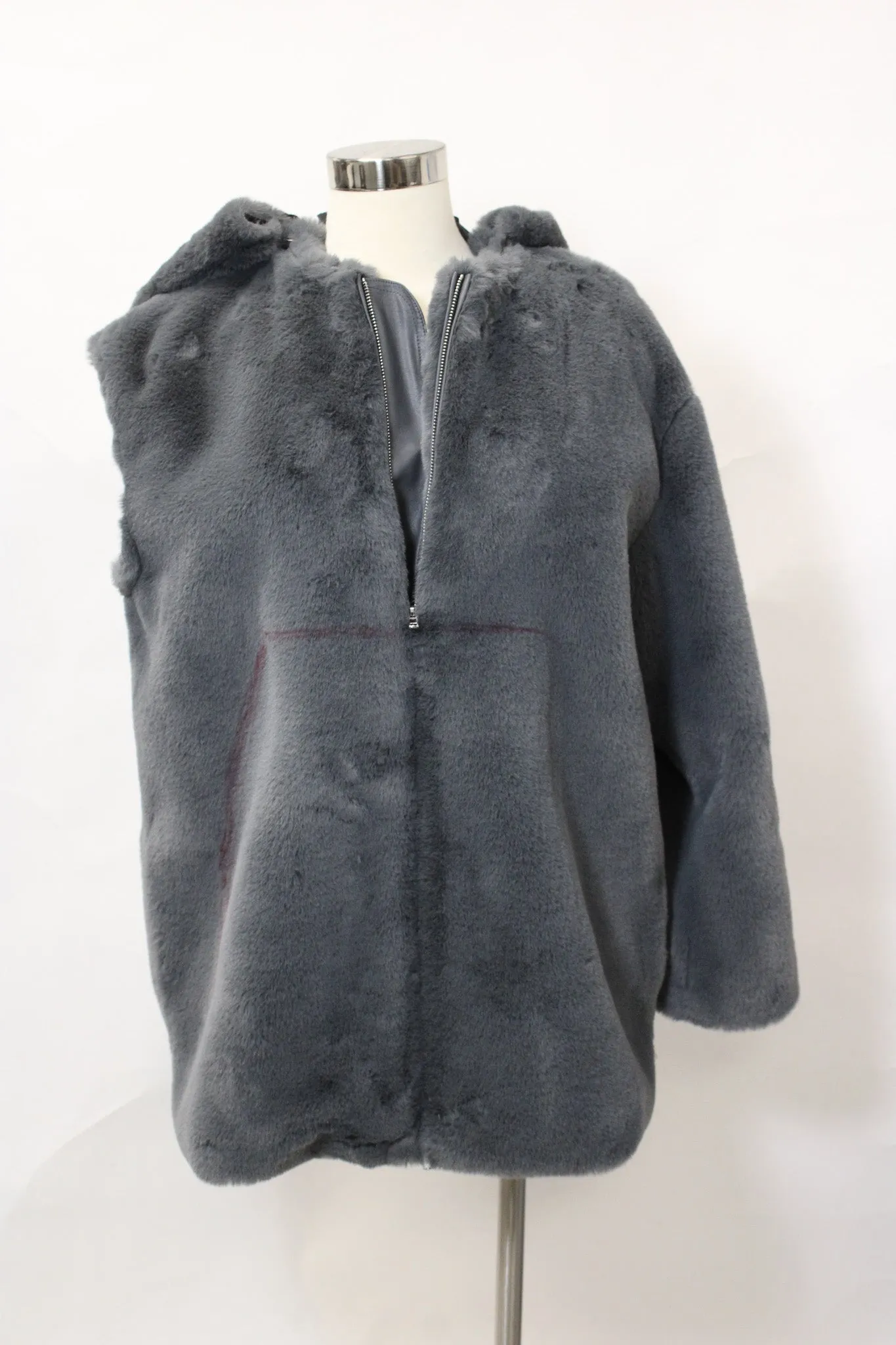 grey faux fur coat results