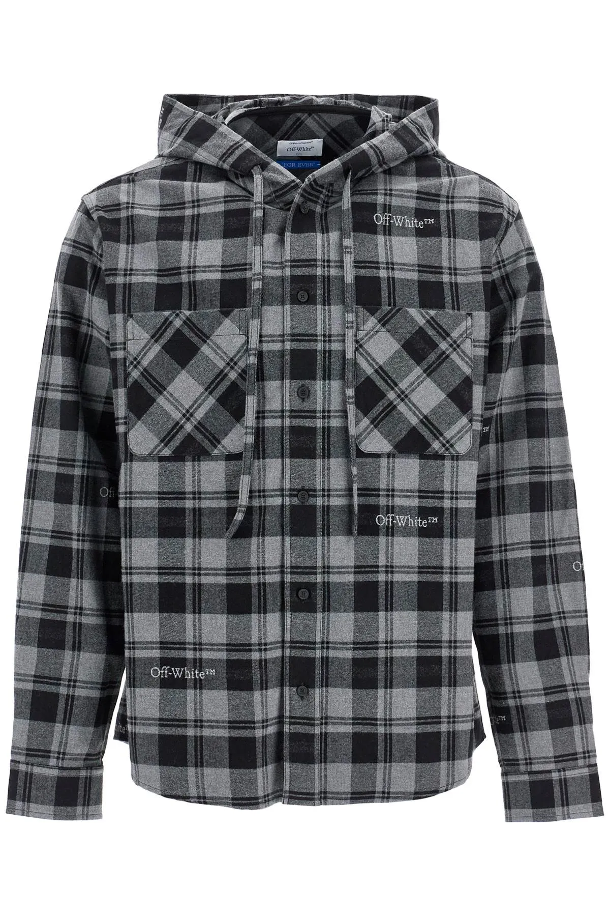 Hooded checked overshirt.