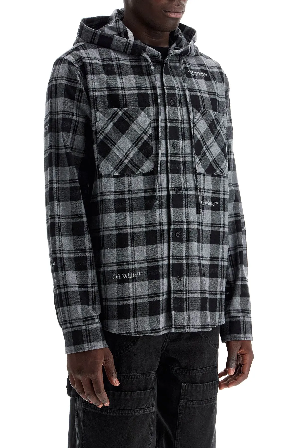 Hooded checked overshirt.