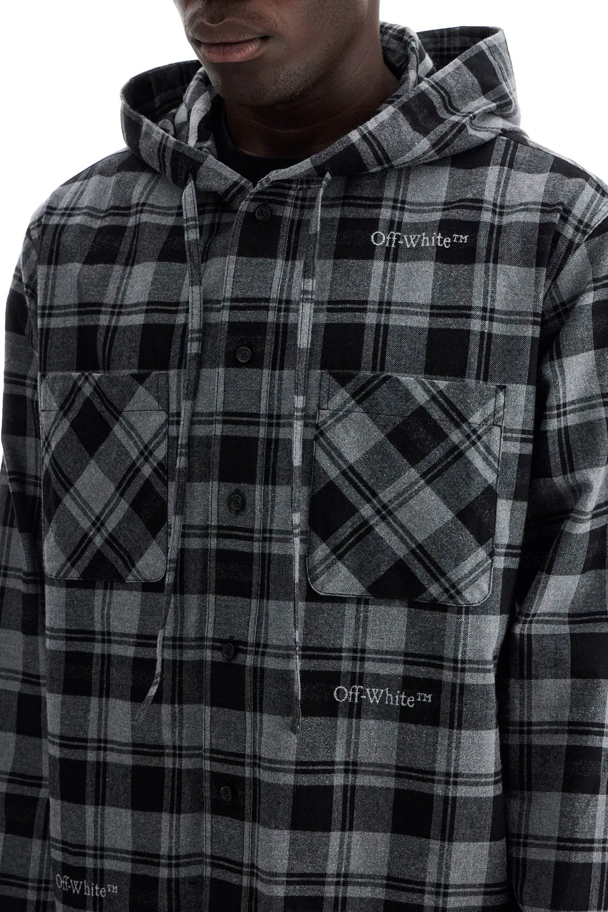 Hooded checked overshirt.