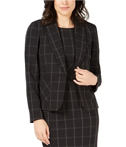 Kasper Womens Windowpane One Button Blazer Jacket, TW2