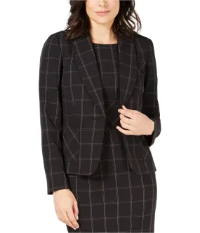 Kasper Womens Windowpane One Button Blazer Jacket, TW2