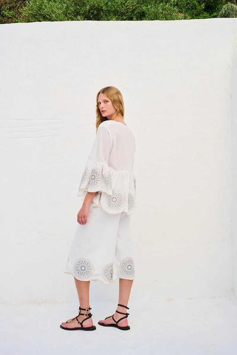 Lace the Label - Embroidered Medallion Top - White