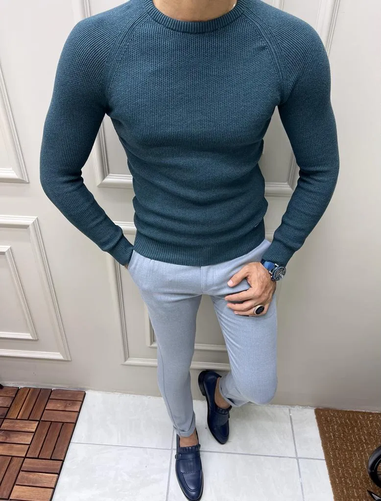 Lawson Teal Slim Fit Crewneck Sweater