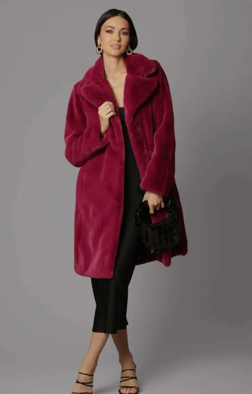 Les Filles Magenta Faux Fur Coat