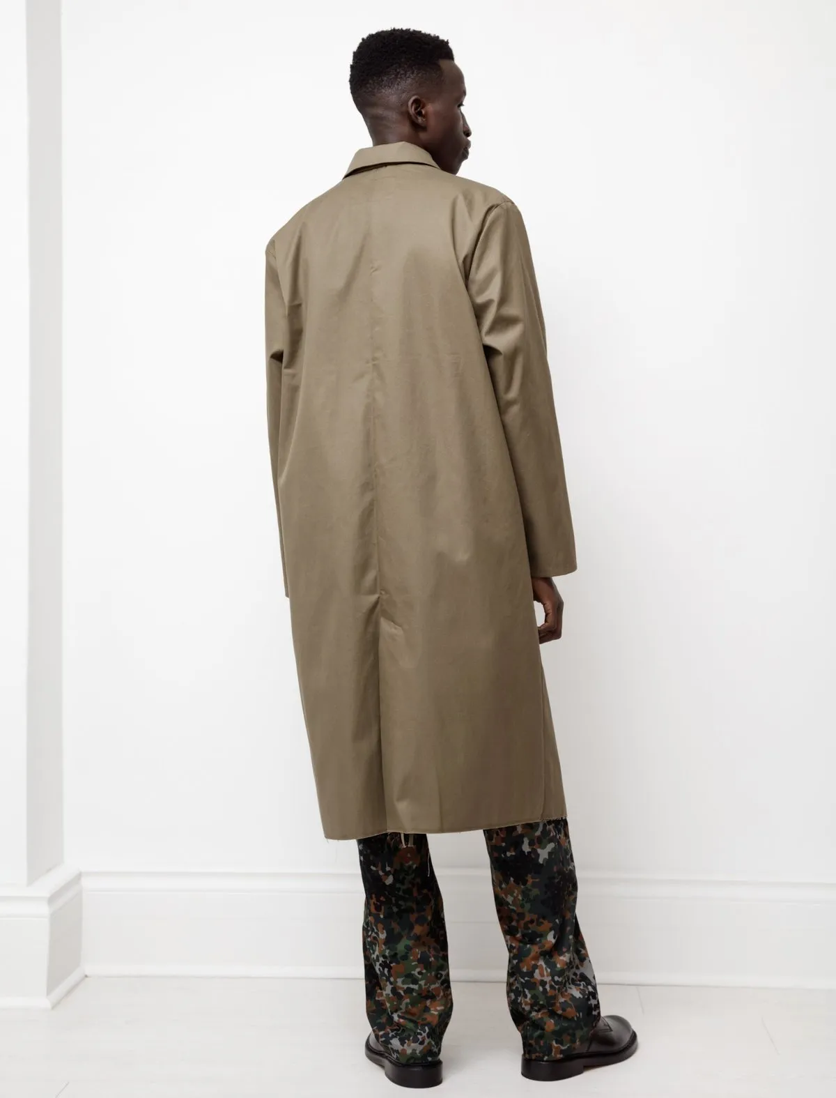 Long Cotton Twill Coat - Green