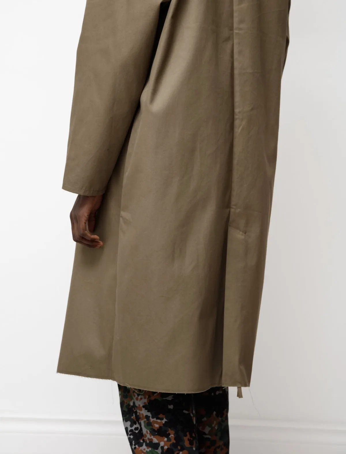 Long Cotton Twill Coat - Green