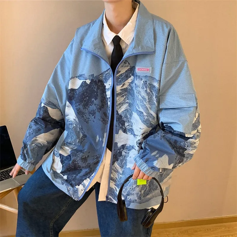 Mens Jackets 2021 Japanese Streetwear Varsity Windbreaker Outwear - Xituodai