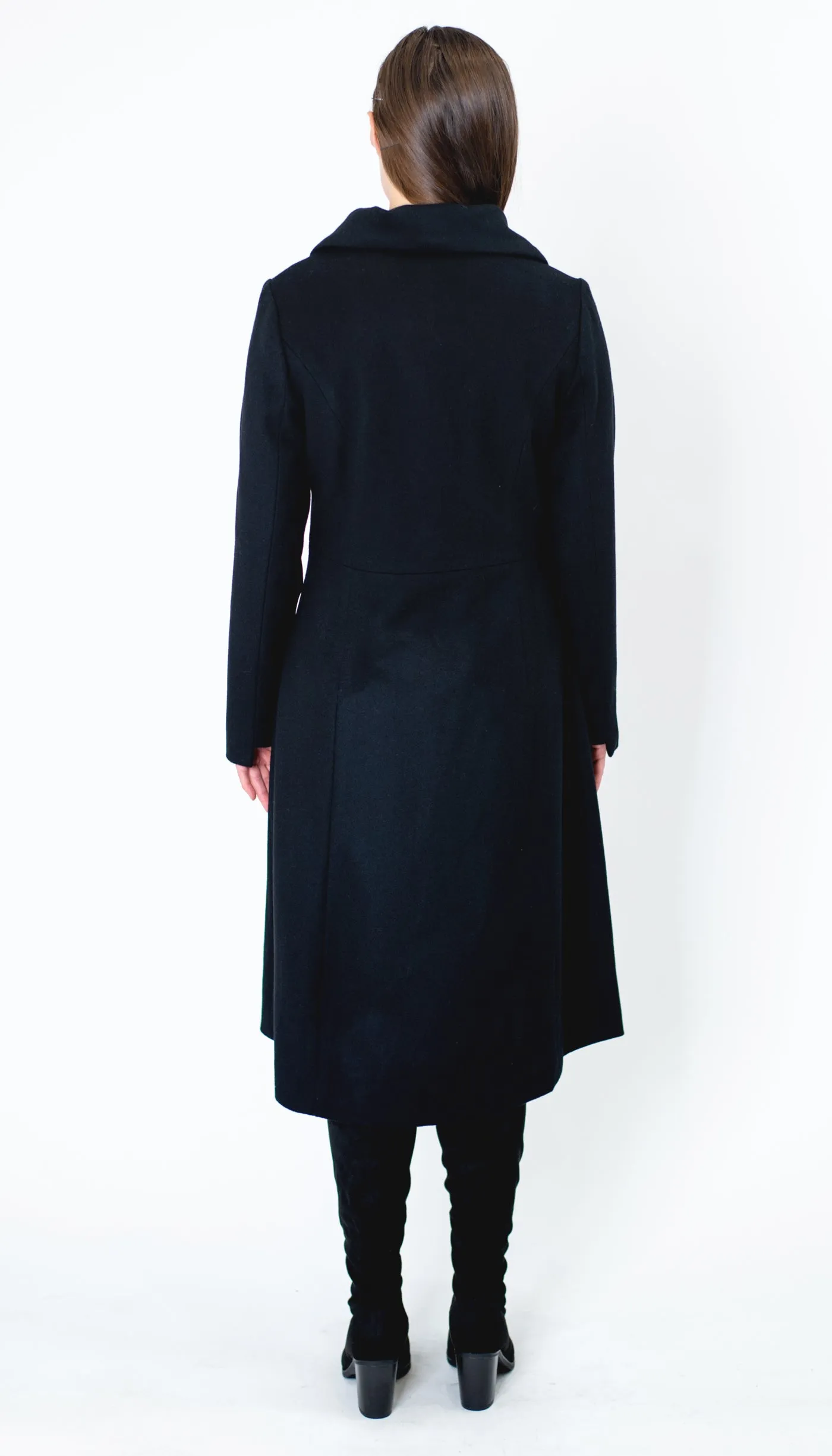 Military Wool Cashmere Blend Black Coat