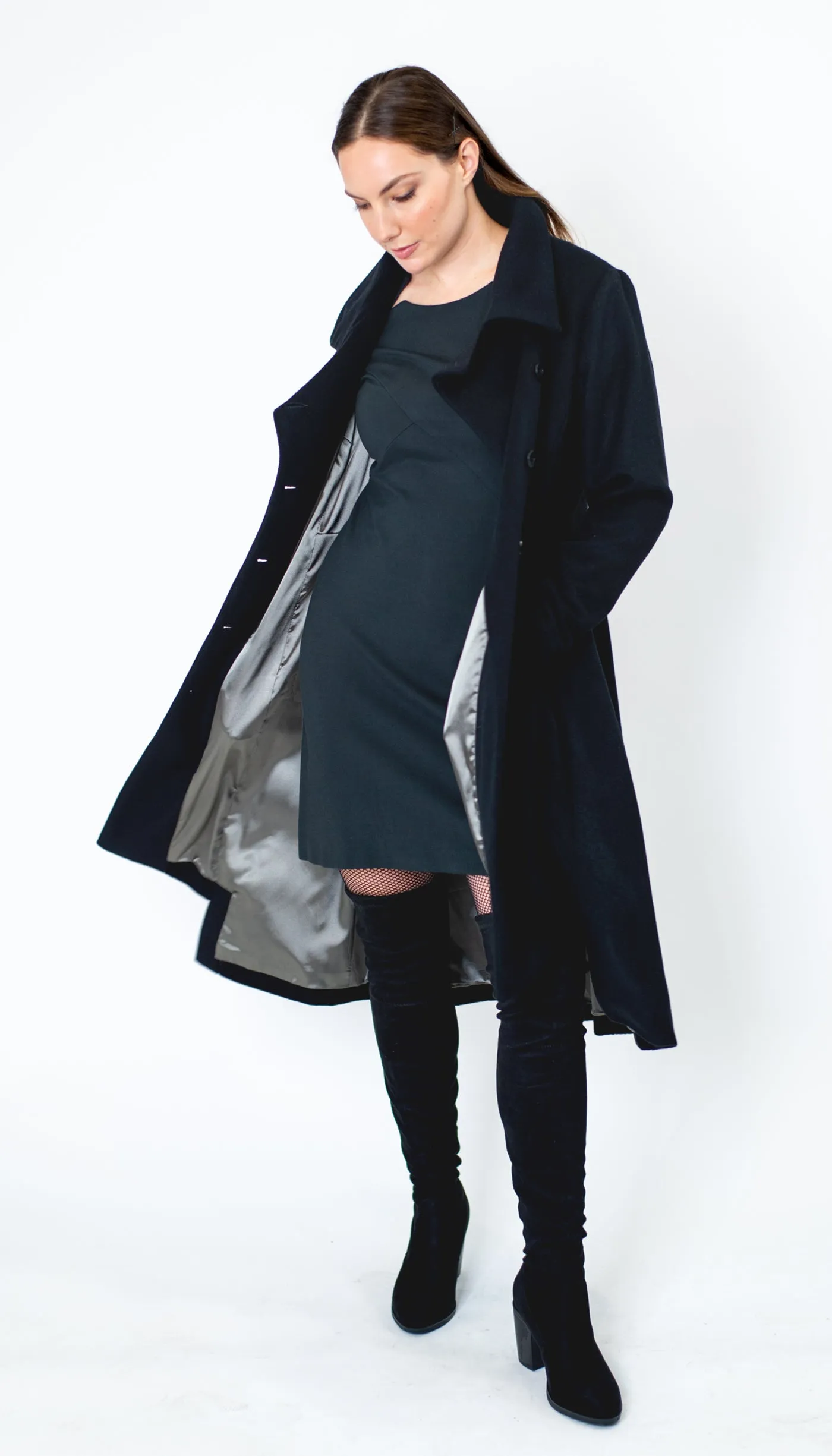 Military Wool Cashmere Blend Black Coat