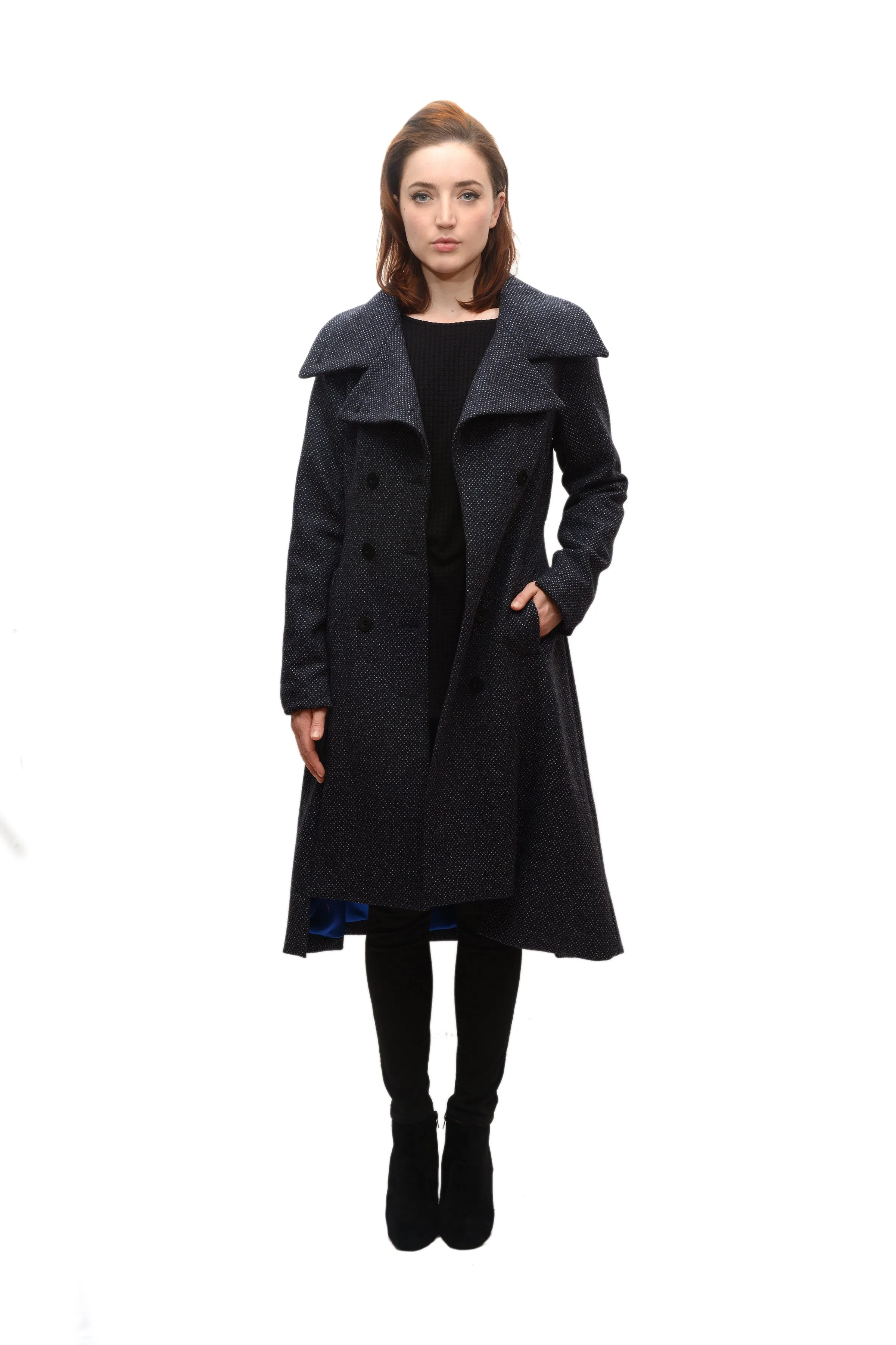 Military Wool Cashmere Blend Black Coat