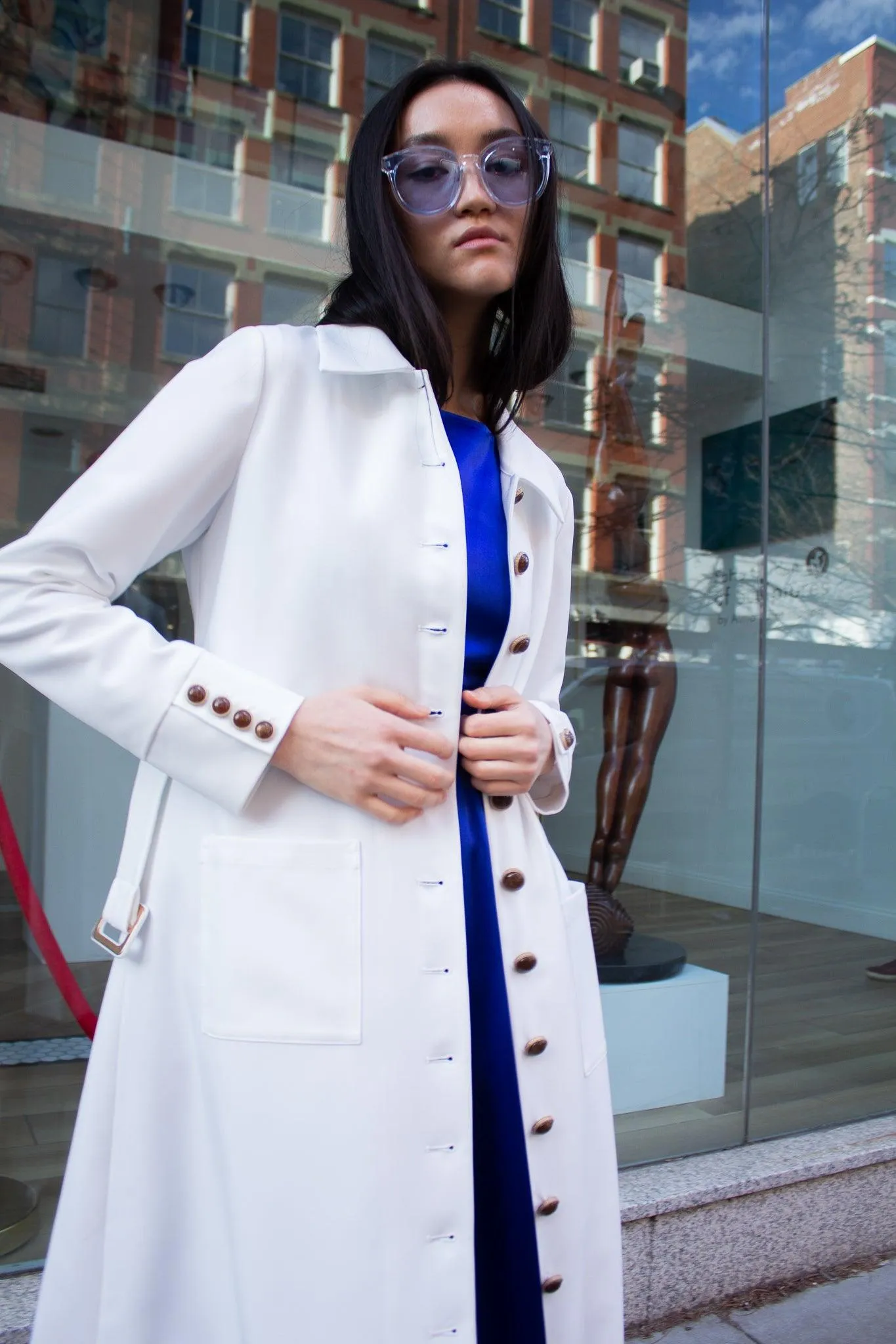 Monique White Coat - Google SEO-friendly result: Monique Winter Outerwear Collection