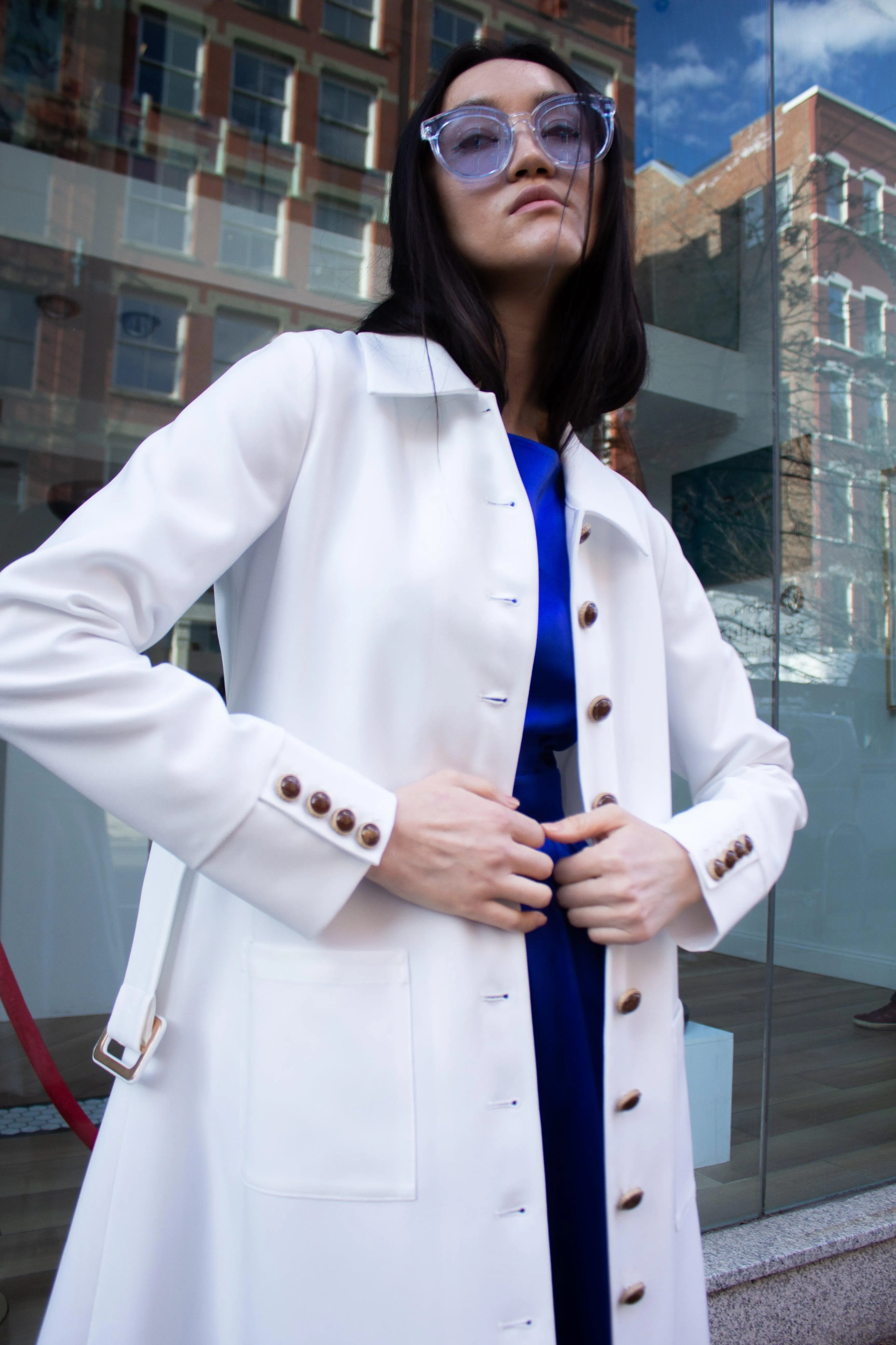 Monique White Coat - Google SEO-friendly result: Monique Winter Outerwear Collection