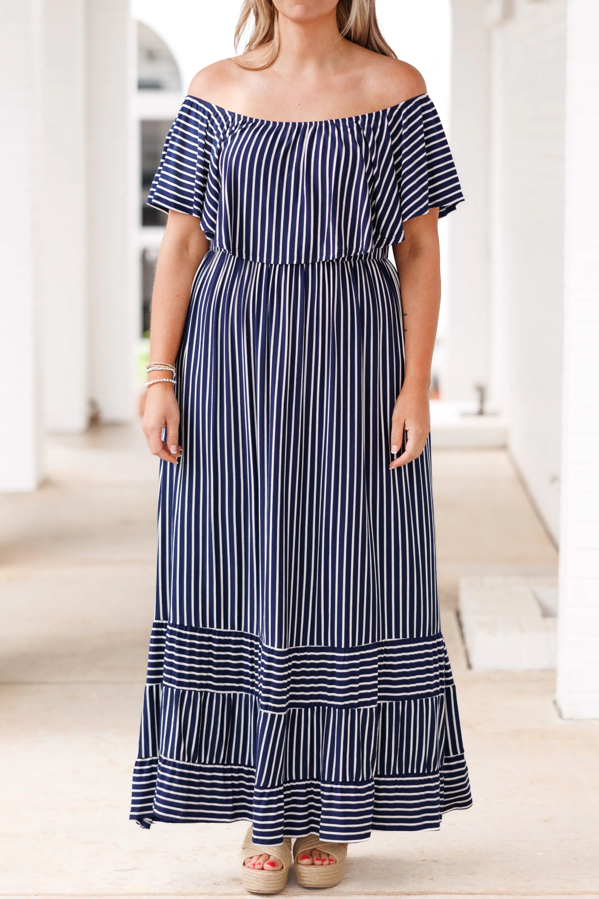 Not An Illusion Maxi Dress, Navy-Ivory