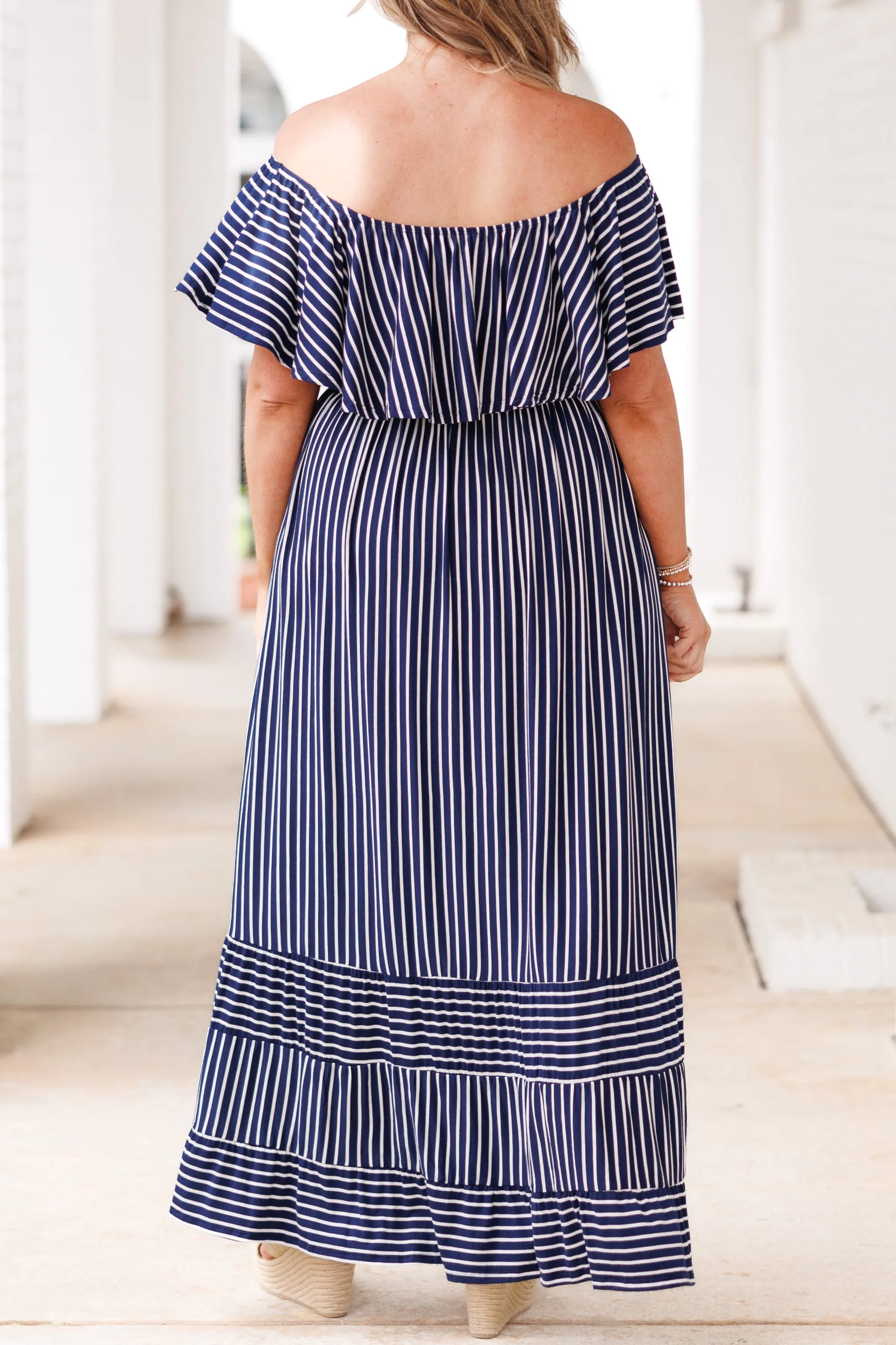 Not An Illusion Maxi Dress, Navy-Ivory