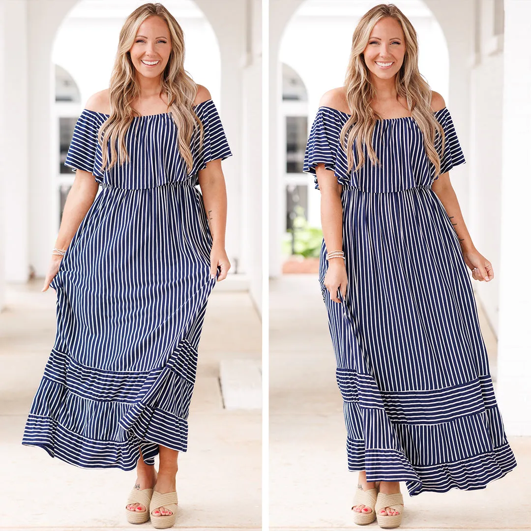 Not An Illusion Maxi Dress, Navy-Ivory