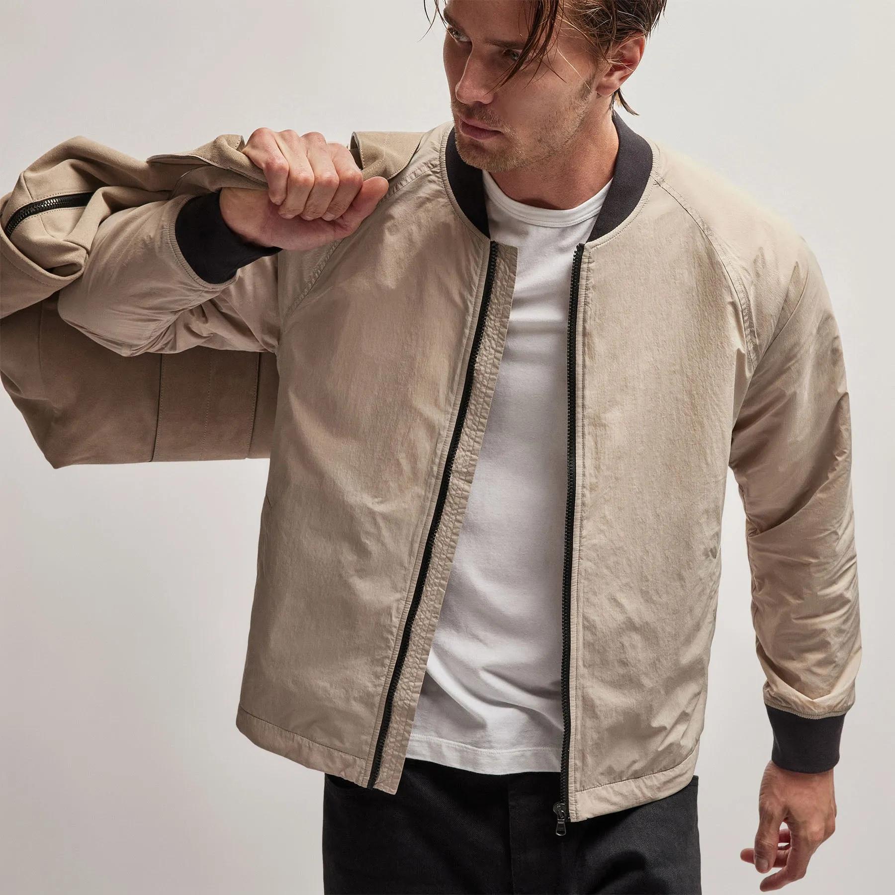 Nylon Bomber Jacket Lined - Toast