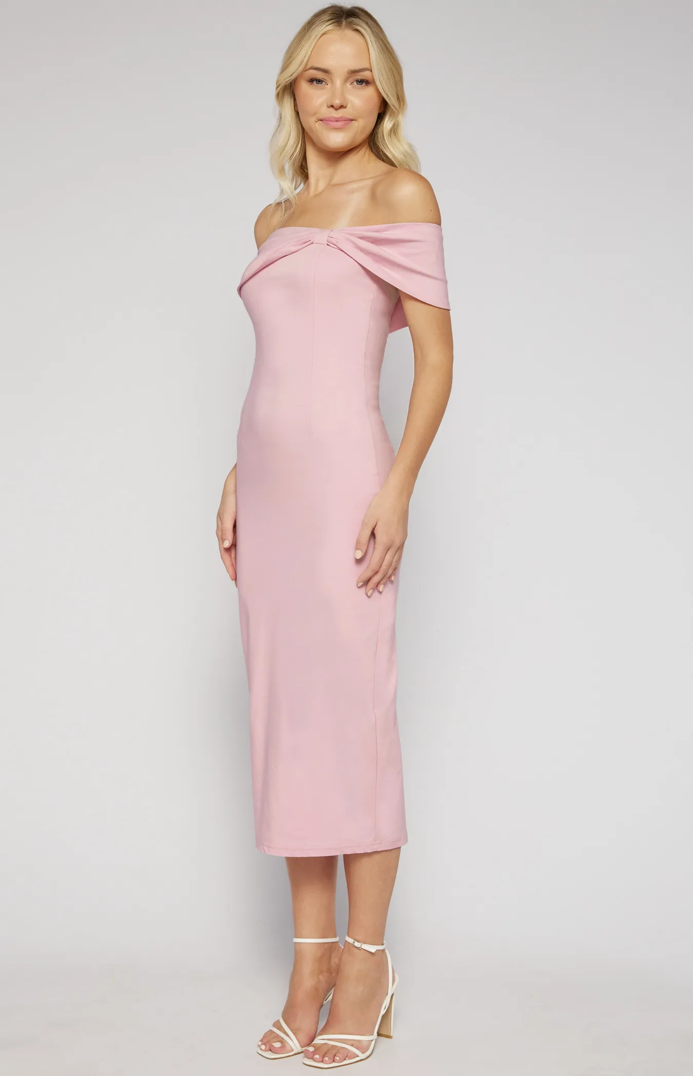 Off Shoulder Bow Neckline Bodycon Dress (SDR1561B) 