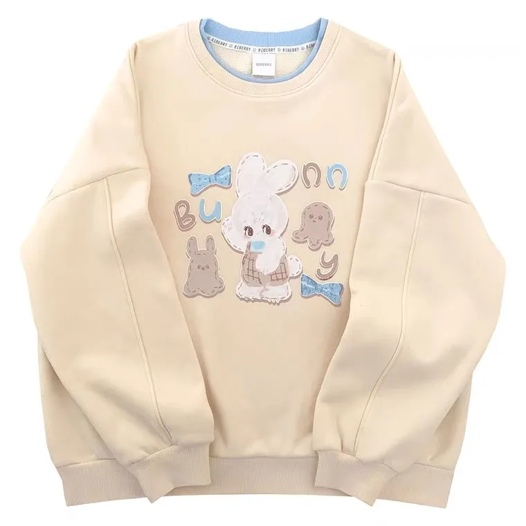 rabbit octopus friends yellow sweatshirt tops