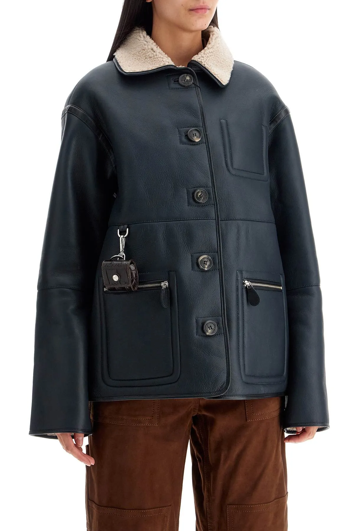 reversible shearling jacket, navy/beige color, Ada brand - $22520