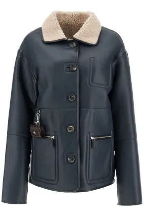 reversible shearling jacket, navy/beige color, Ada brand - $22520