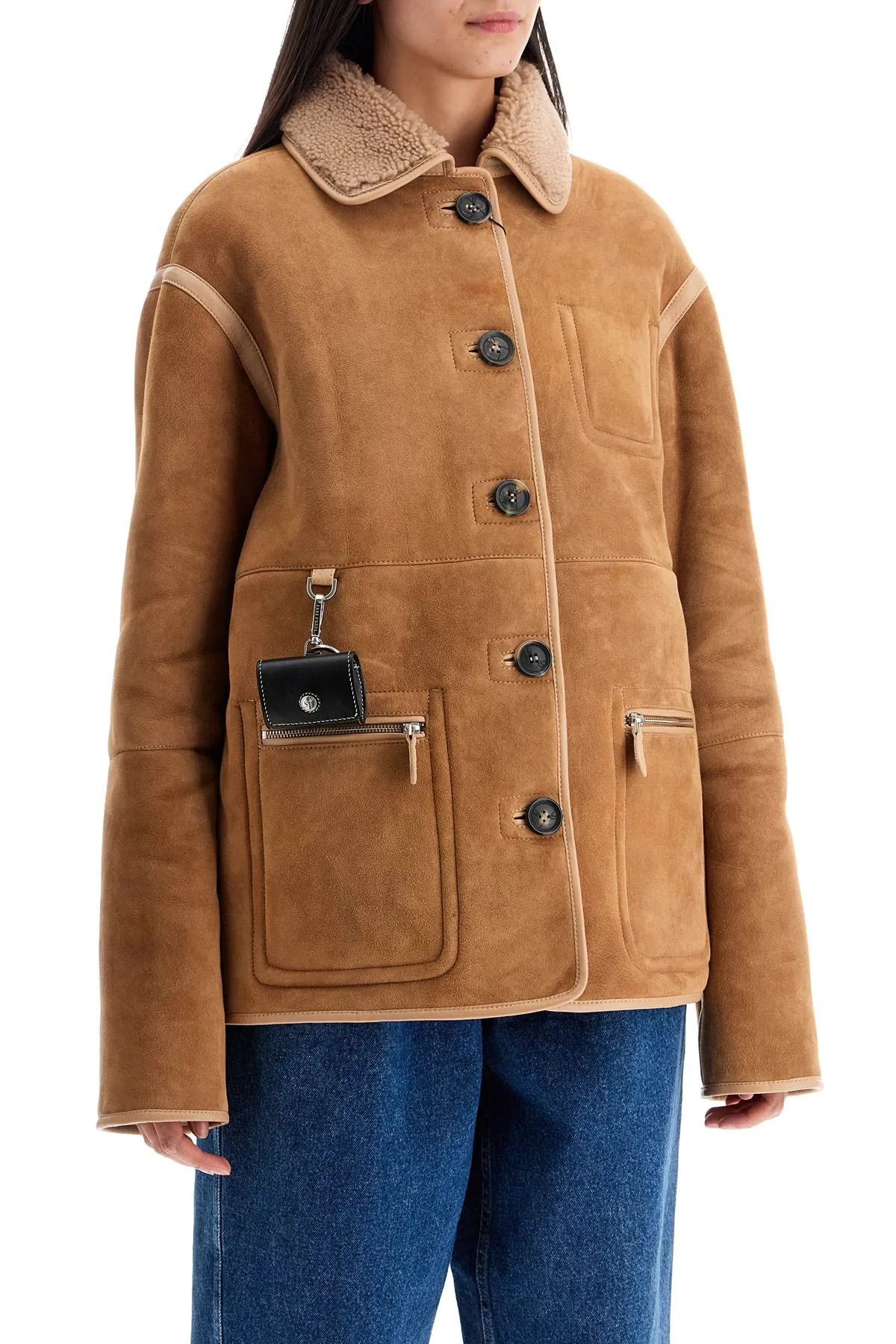 reversible shearling jacket, tan color jacket, 41524 jacket