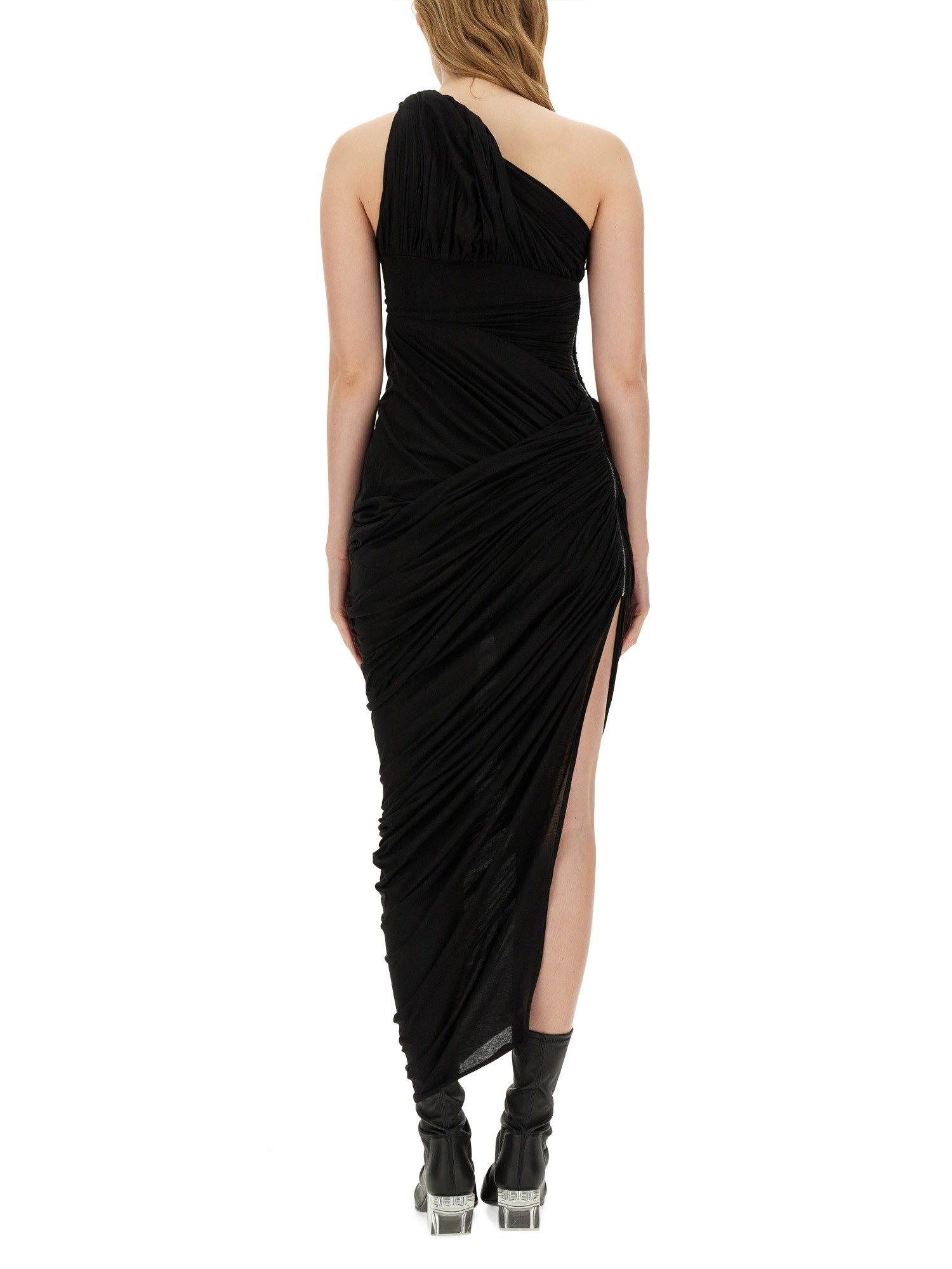 RICK OWENS    COTTON JERSEY DRESS WITH SLIT