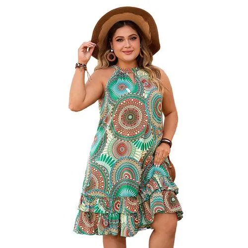 Sleeveless Plus Size Tops Patchwork Bohemian Floral