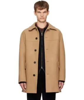 Solid Homme Beige Spread Collar Coat