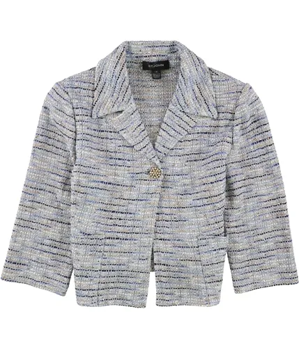 St. John Womens Tweed One Button Blazer Jacket