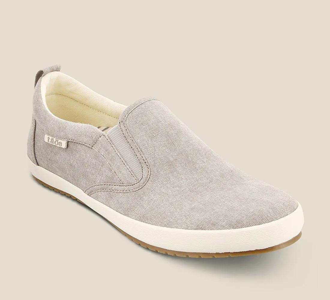 Taos Womens Dandy Slip-on Sneaker- Grey Wash Canvas