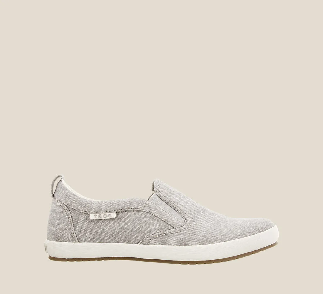 Taos Womens Dandy Slip-on Sneaker- Grey Wash Canvas