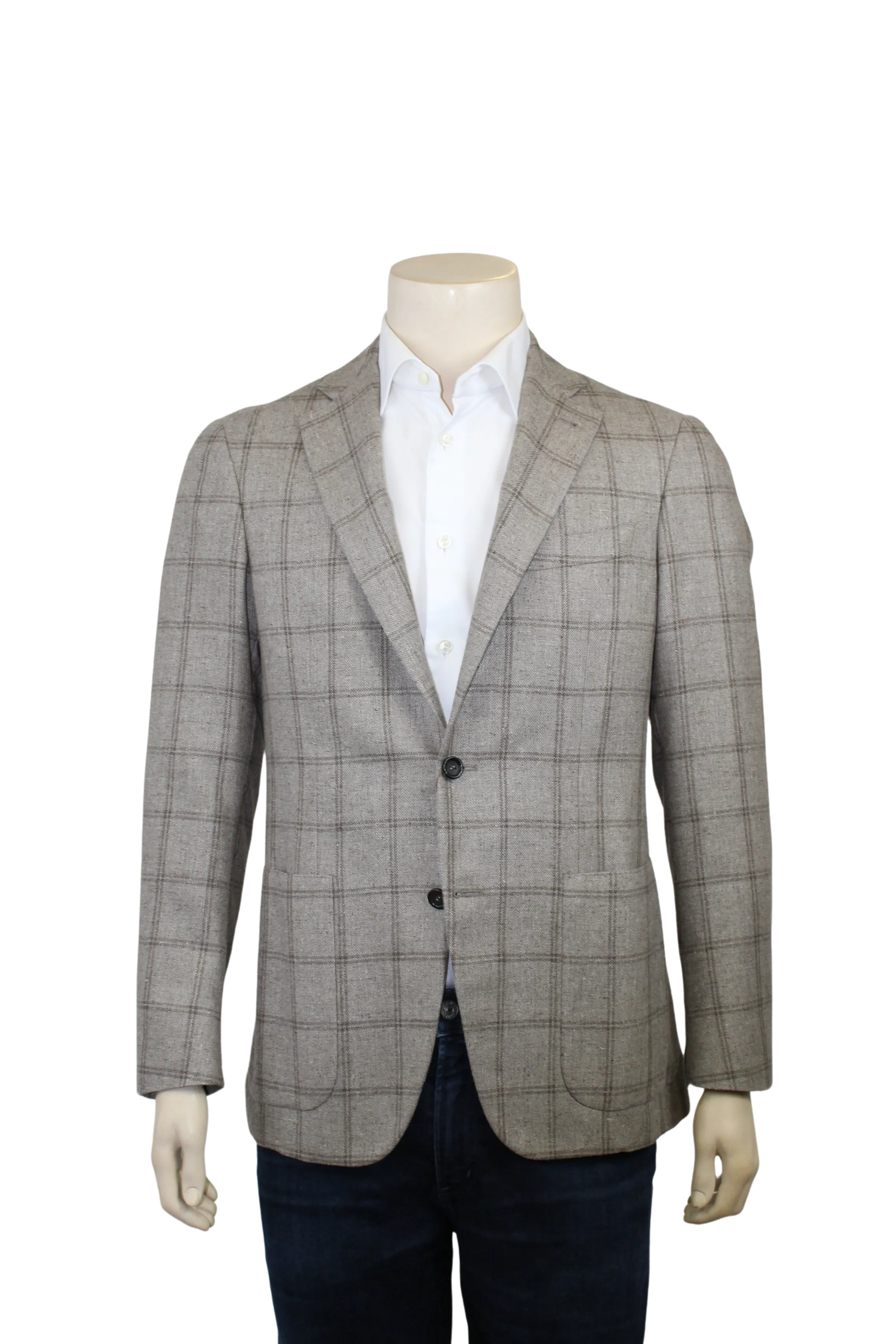 Taupe and Brown Windowpane Sport Coat