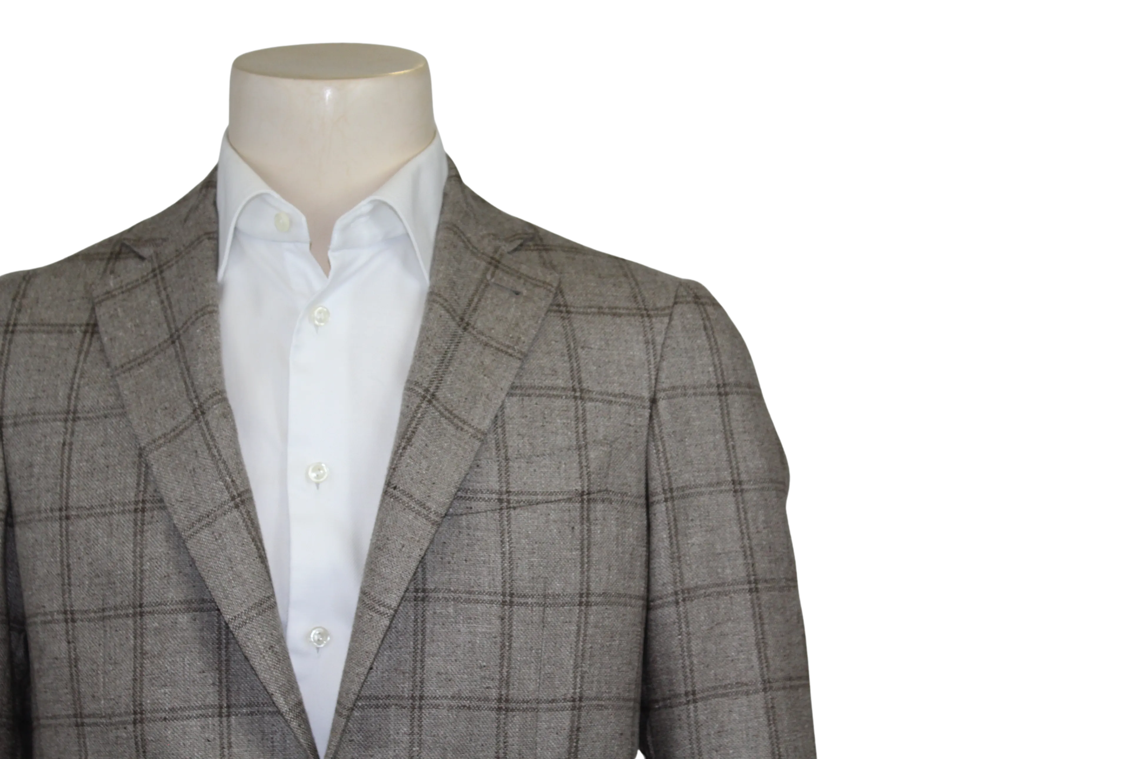 Taupe and Brown Windowpane Sport Coat