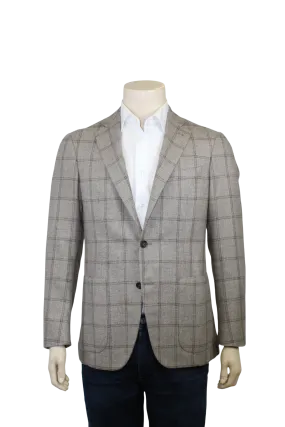 Taupe and Brown Windowpane Sport Coat