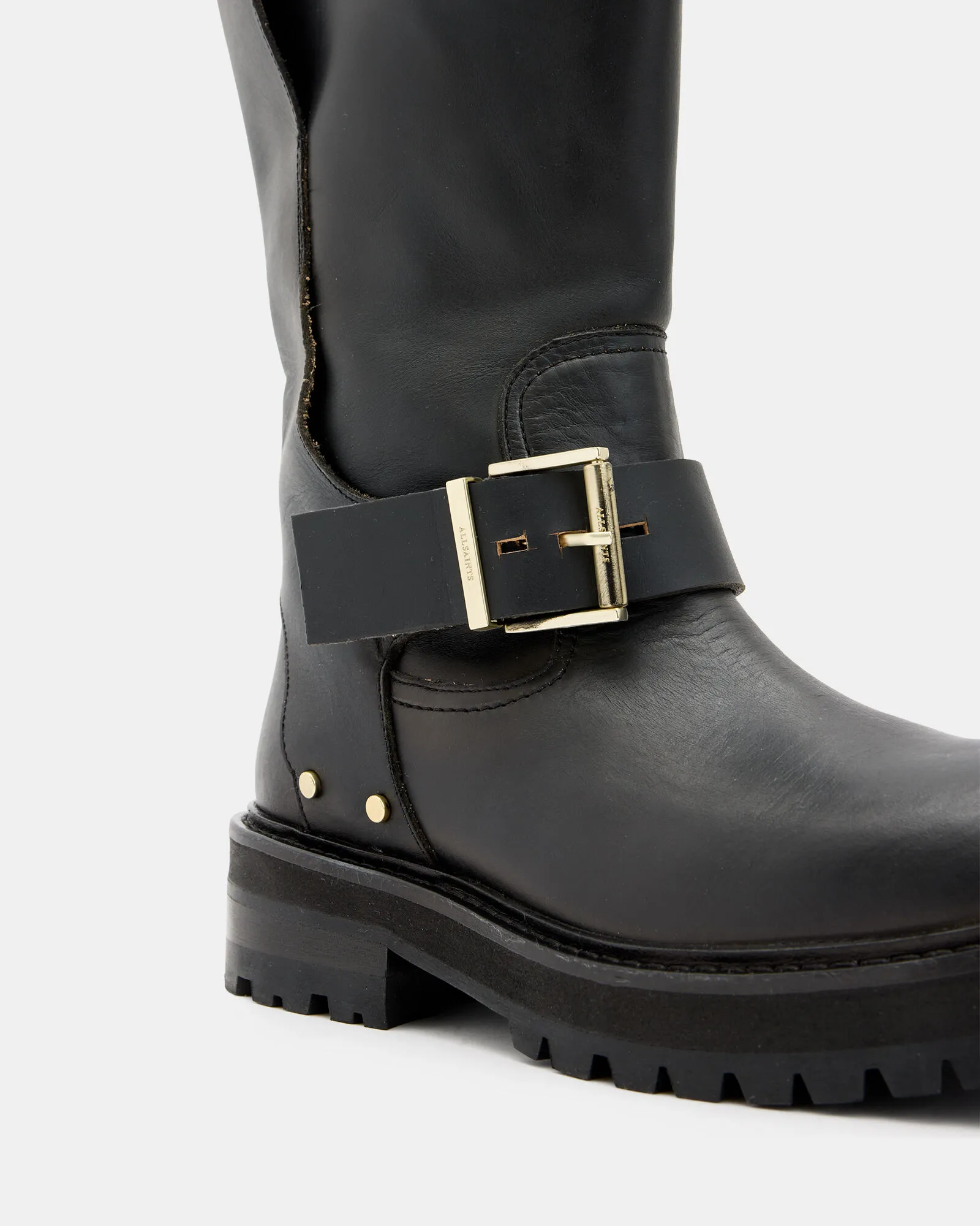 Tay Calf Length Leather Biker Boots