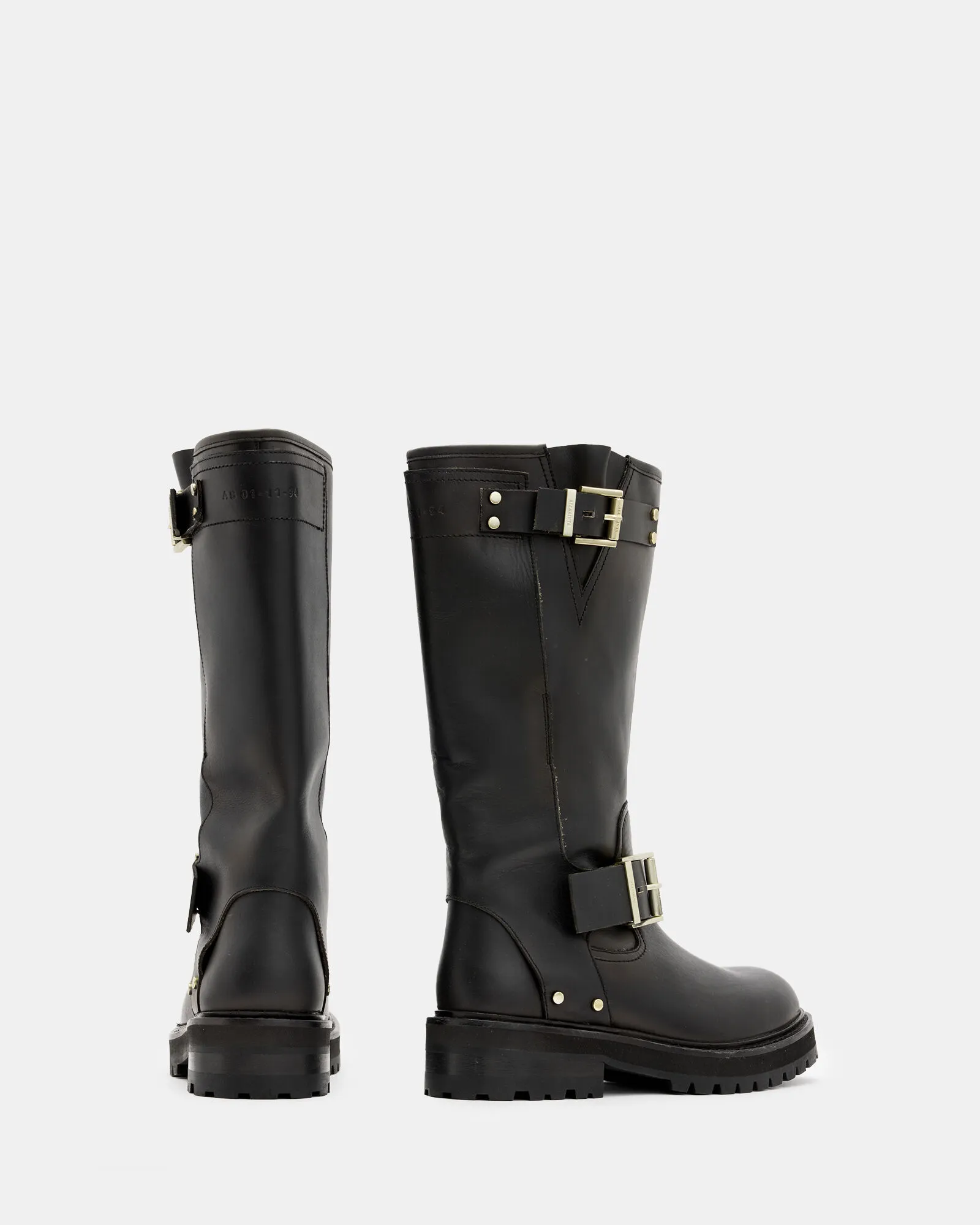 Tay Calf Length Leather Biker Boots