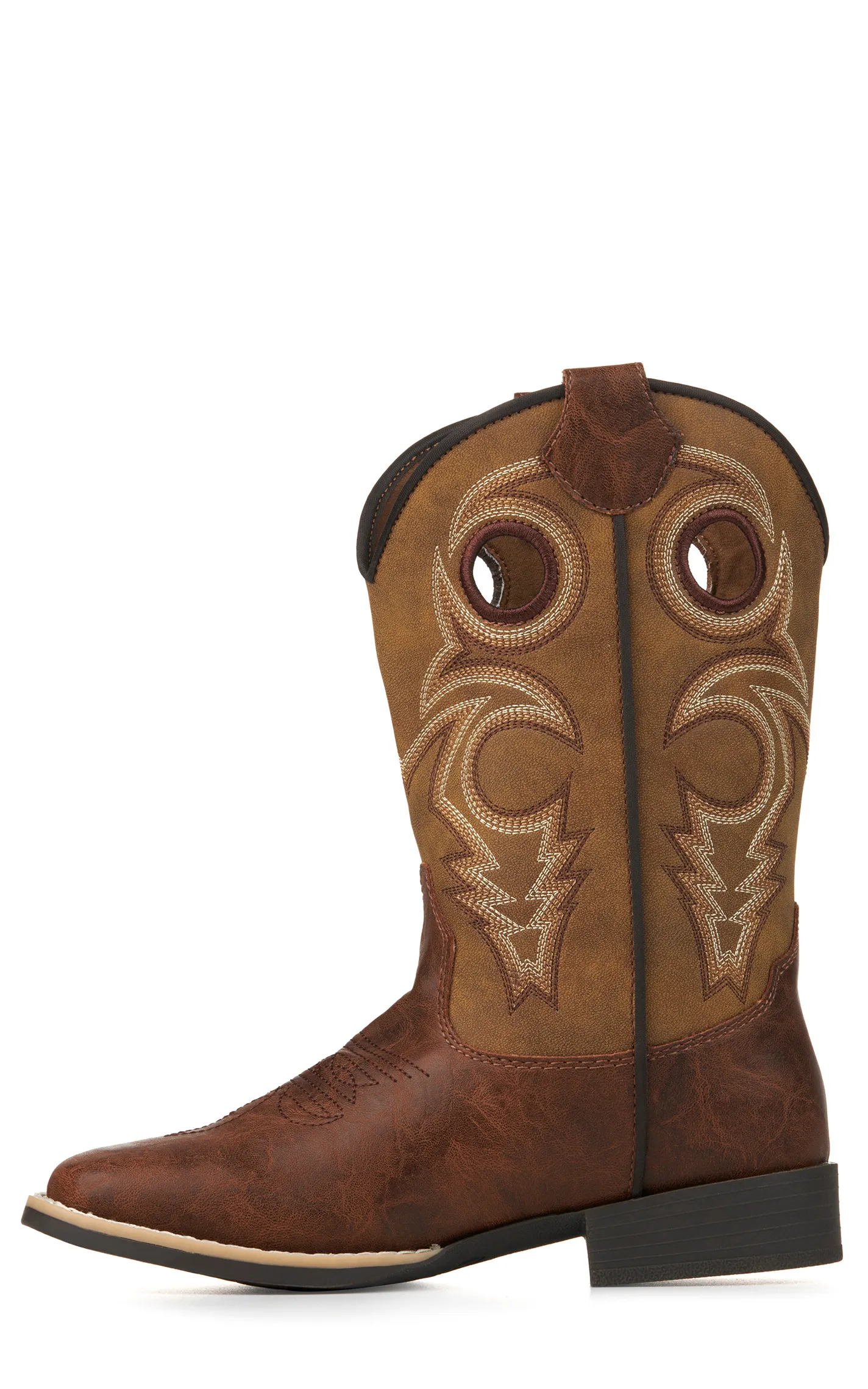 Twister Kids' Jasper Brown and Tan Wide Square Toe Cowboy Boots