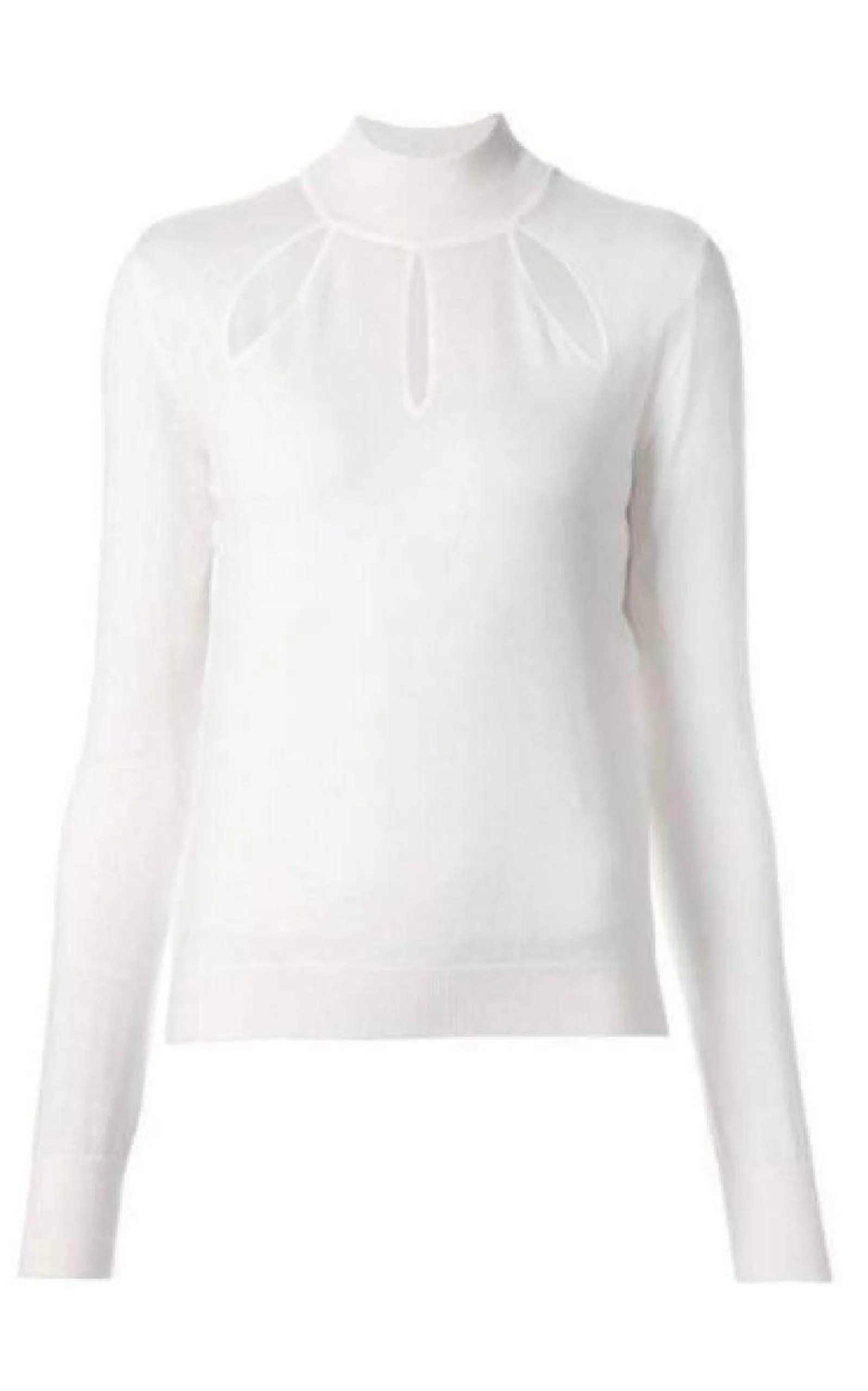 White Extra Fine Wool Cutout Detail Sweater