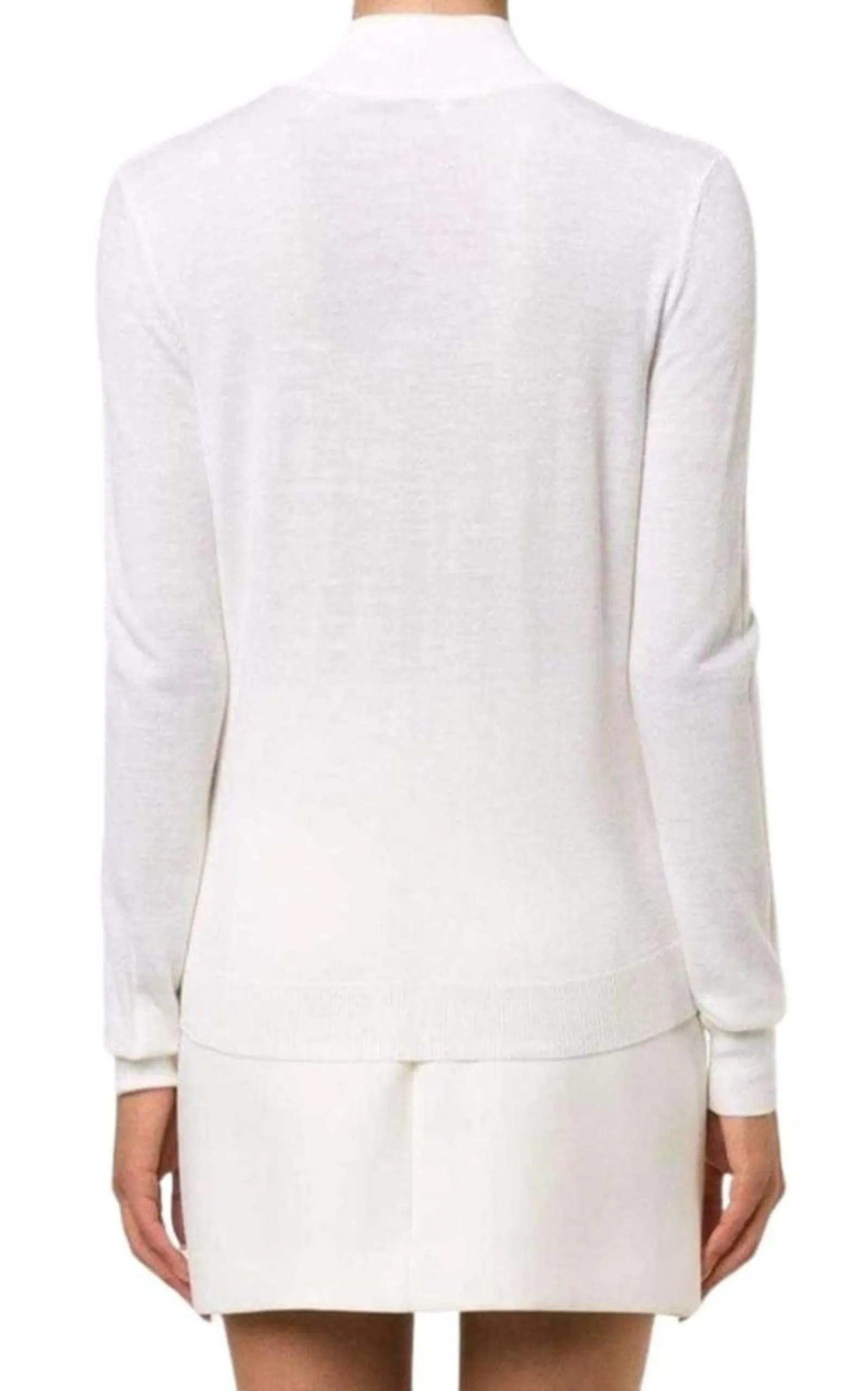 White Extra Fine Wool Cutout Detail Sweater