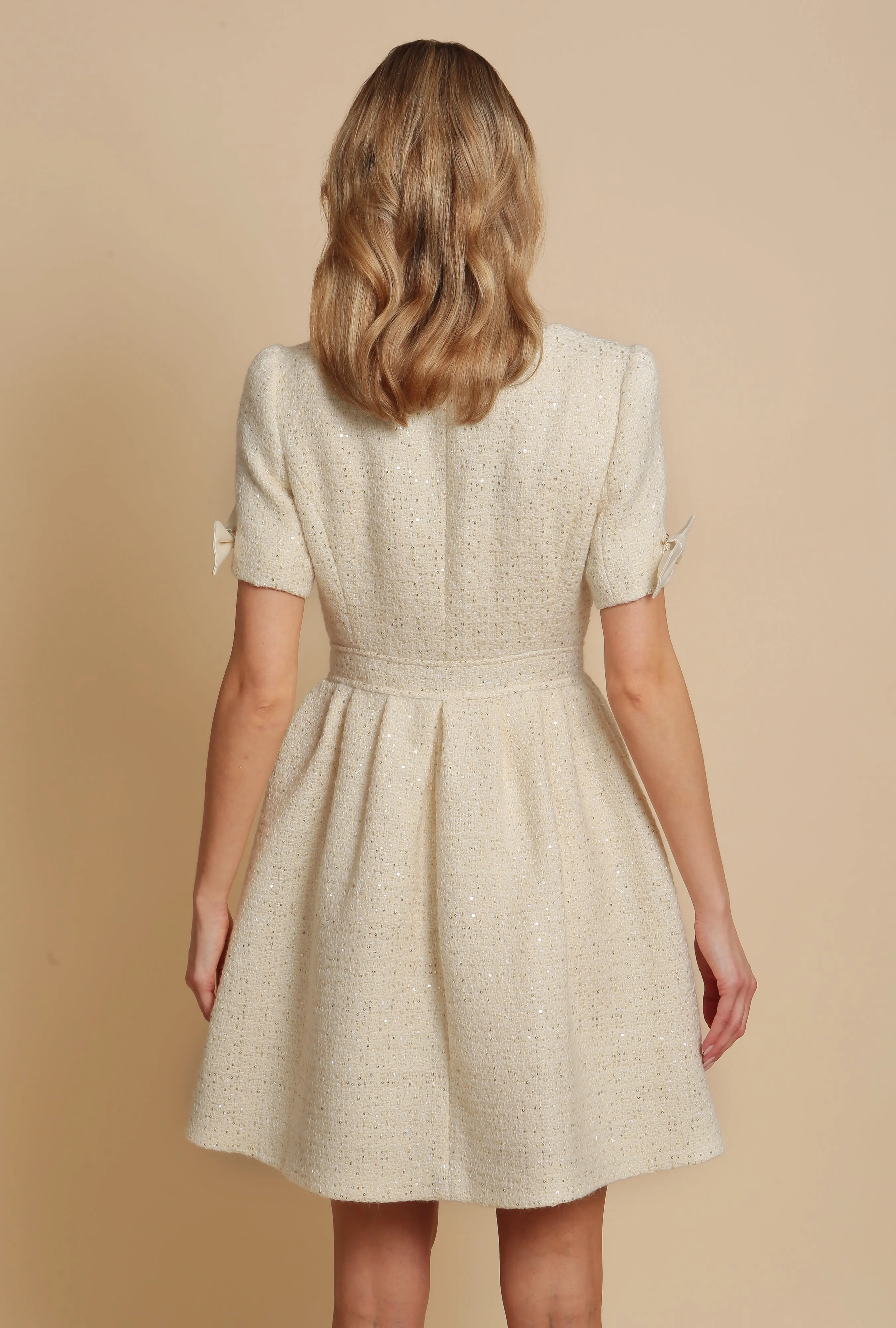 White Wool Tweed Dress Coat - 'Golden Age' Collection