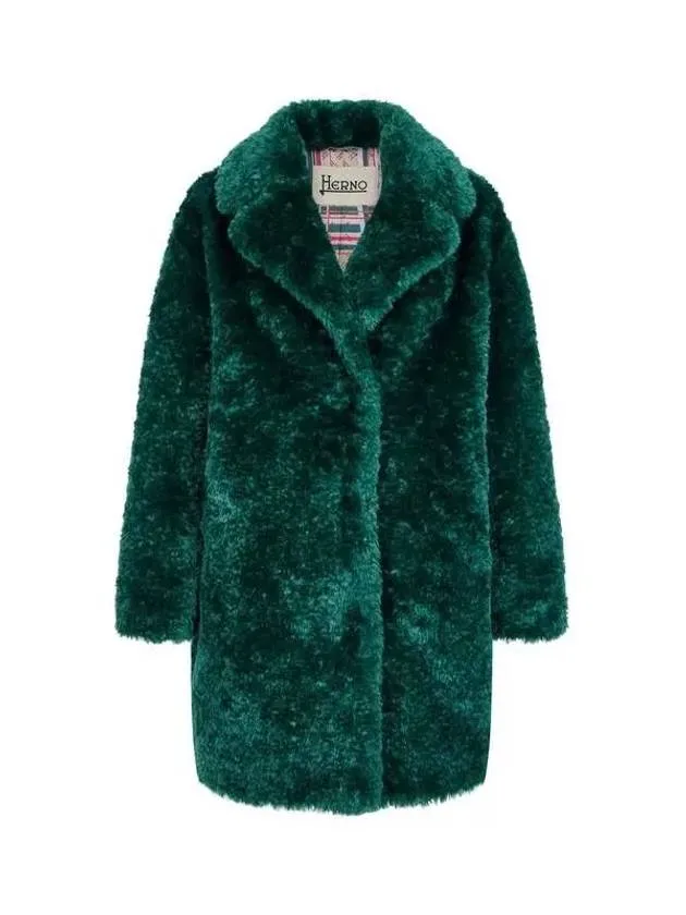 Women s Wide Collar Fur Coat Green 270070