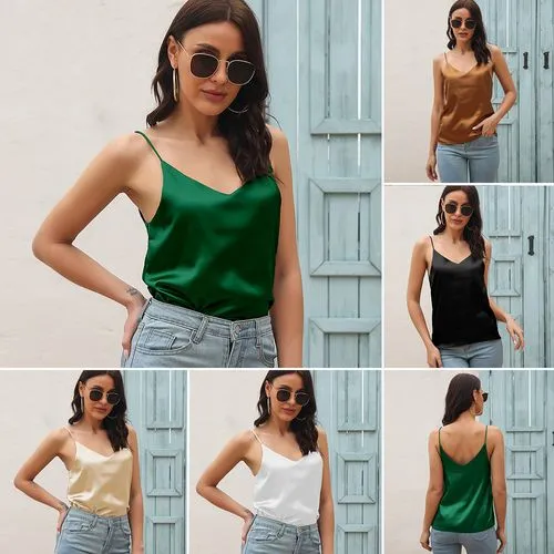 Women's Camisole Tank Tops Backless Casual Solid Color