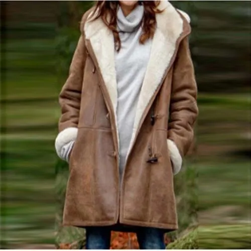 Women's Fashion Solid Color Pocket Single Breasted Coat Woolen Coat