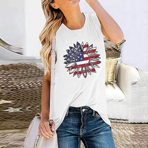 Women's Racerback Tank Tops Tank Tops Simple Style American Flag Flower