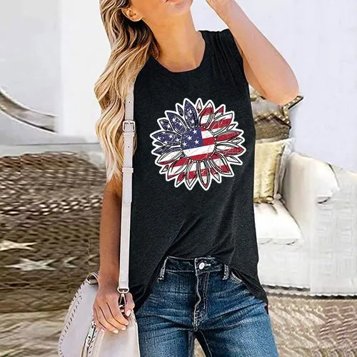 Women's Racerback Tank Tops Tank Tops Simple Style American Flag Flower