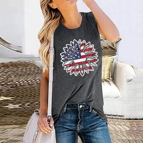 Women's Racerback Tank Tops Tank Tops Simple Style American Flag Flower