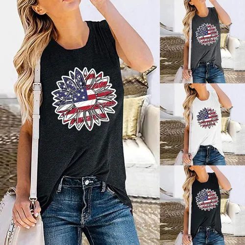 Women's Racerback Tank Tops Tank Tops Simple Style American Flag Flower